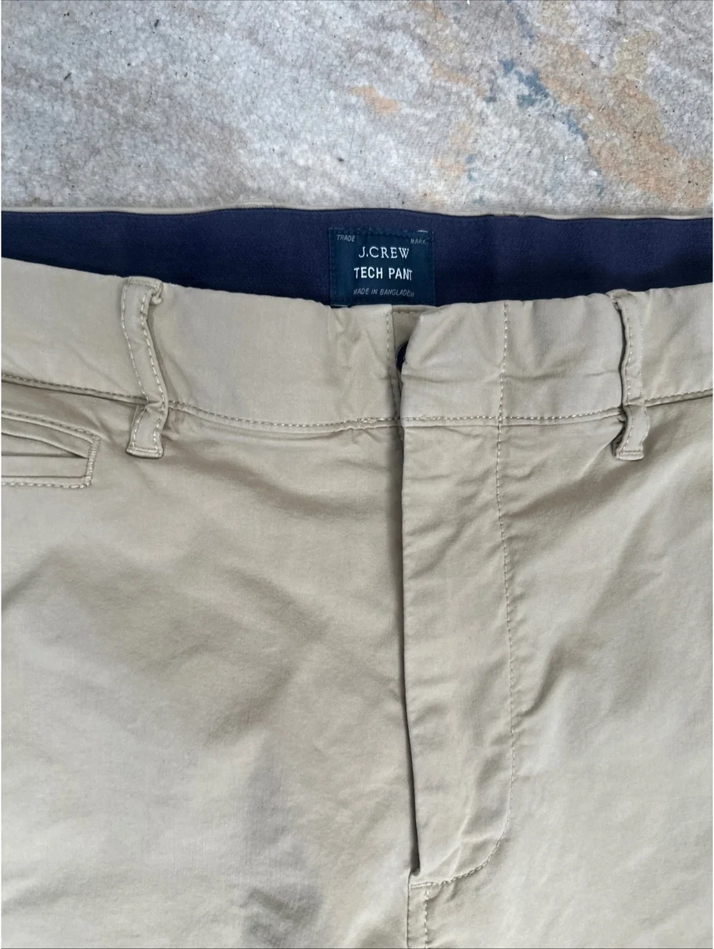 J Crew Tech Pant 770 Straight Mens 35x32 Khaki Chino Flat Front Stretch Tan